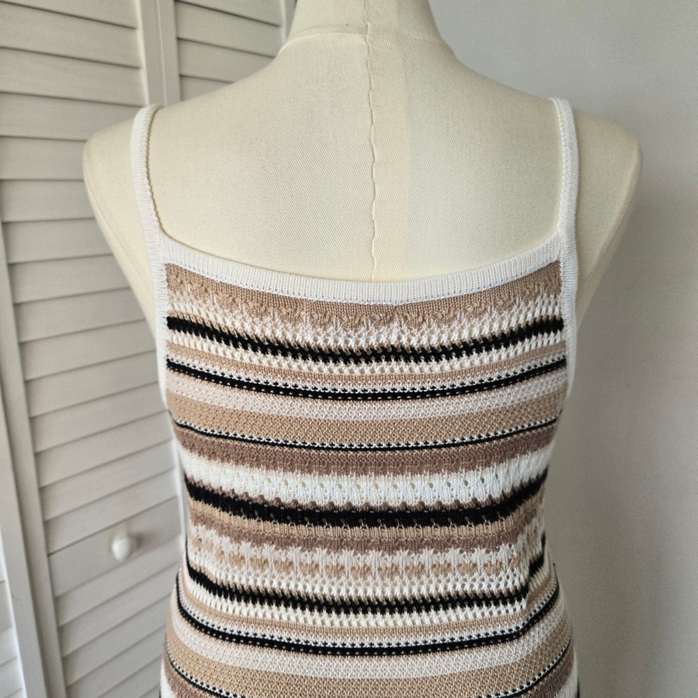 No Boundaries Cream Pointelle Crochet Midi Dress XL Boho Beach Cottage Feminine - Picture 5 of 8